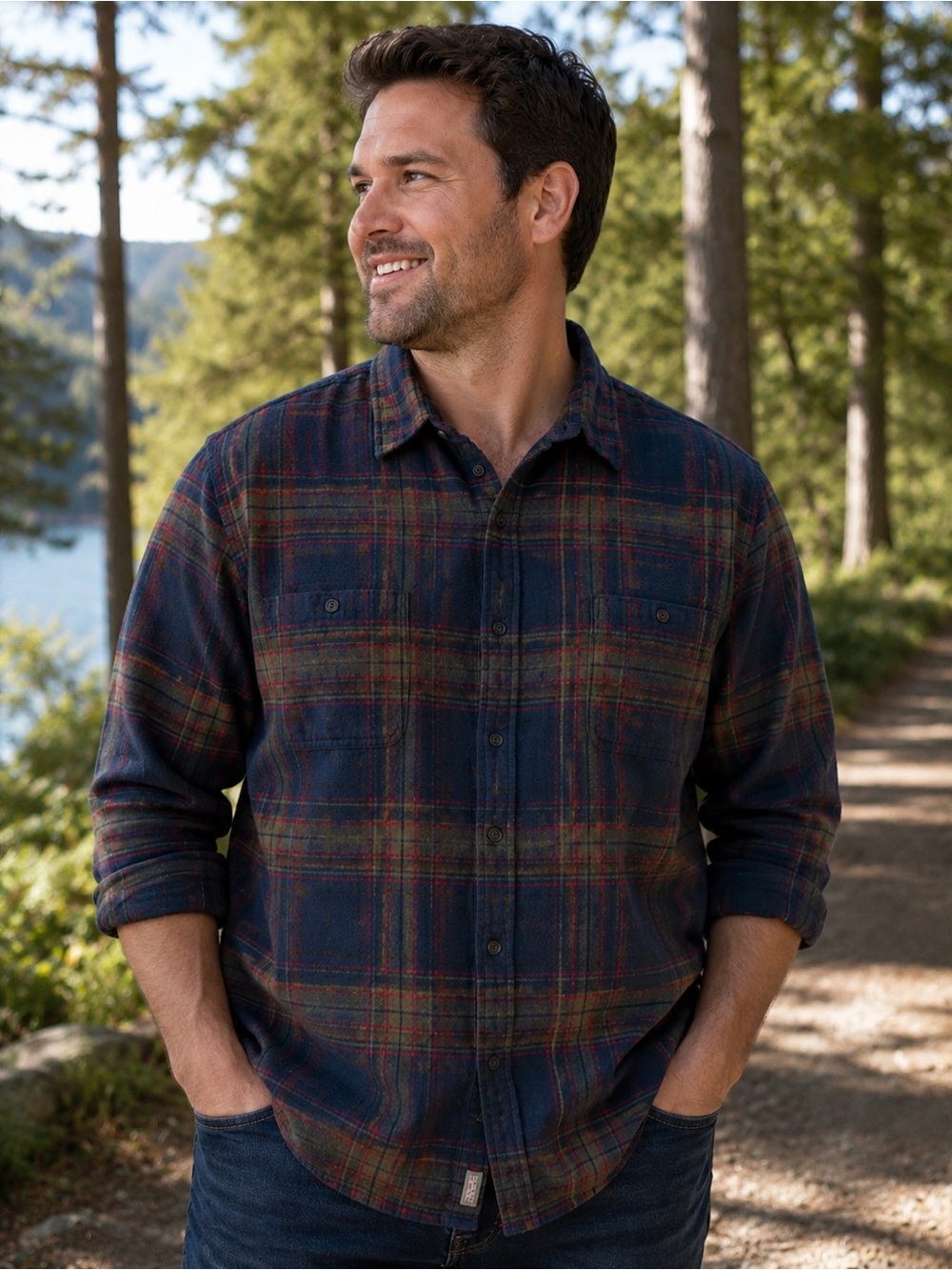Mutual Weave Flannel Shirt Mens XXL Blue Plaid Button Front Heavy Cotton